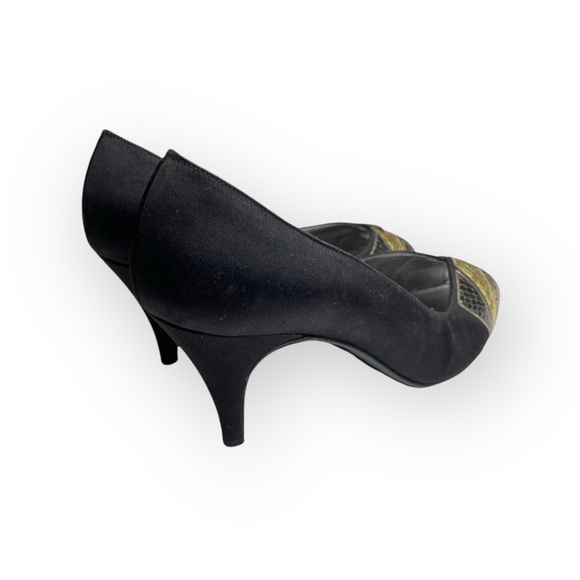 Vintage: Bruno Magli ✦ Kitten Heel Peep Toe Pumps ✦ Metallic Leather Patchwork ✦ - Picture 3 of 16